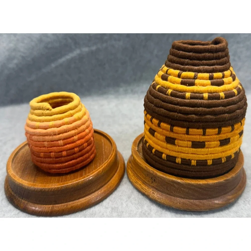 Vintage Tohono O'odham Coiled Olla Baskets Circa 1920 Native American Set of 2